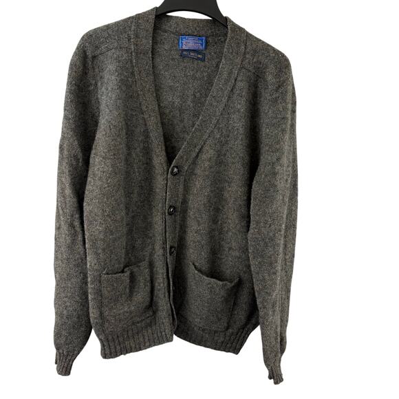 Pendleton Vintage Shetland Wool Washable Cardigan Sweater XL Gray - Picture 1 of 5
